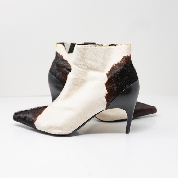 Jeffrey Campbell Barbell Pointed Toe Hell Ankle Booties Shoes Calf Hair Multi 6 - Picture 1 of 4